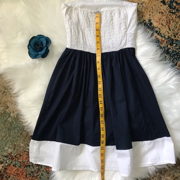 Speechless Navy/White Eyelet Lace Strapless Dress - Picture 8 of 8